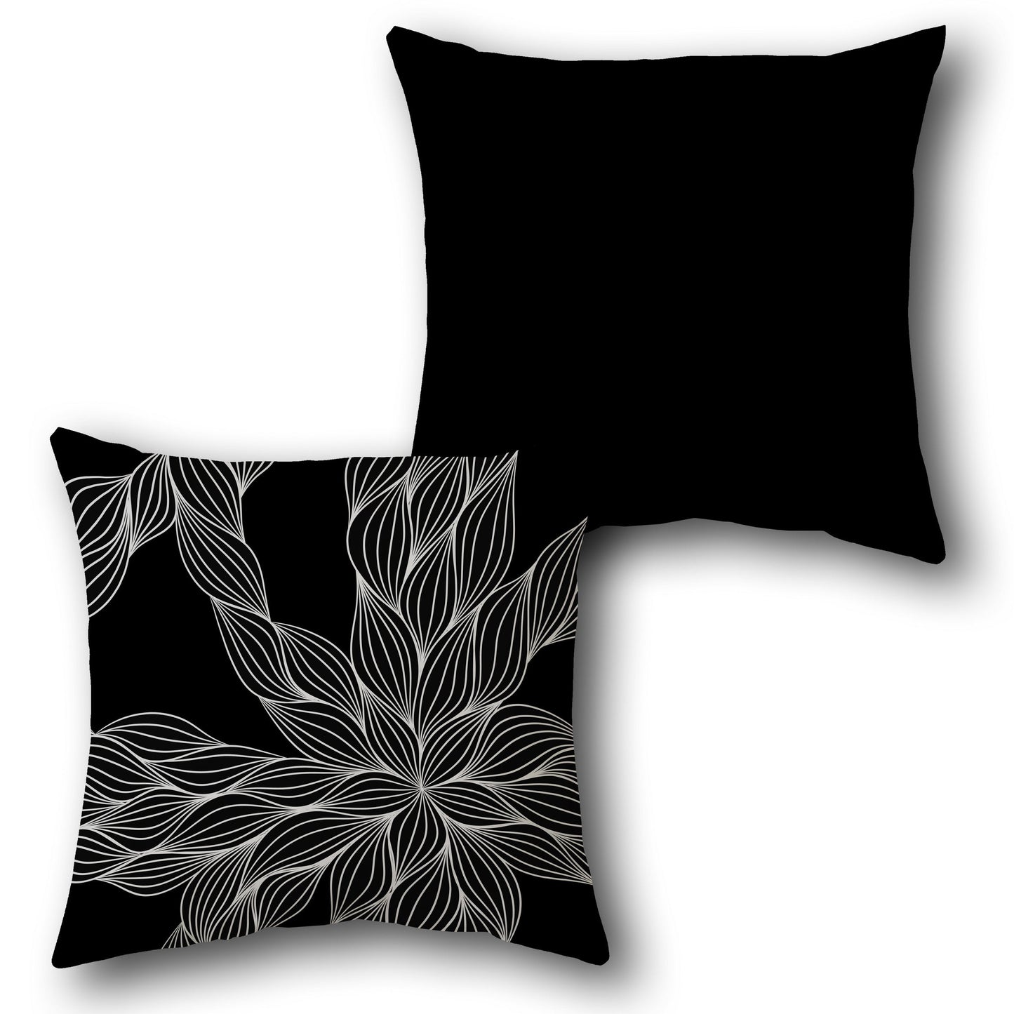 Bold Black Floral Cushion (Front & Back)