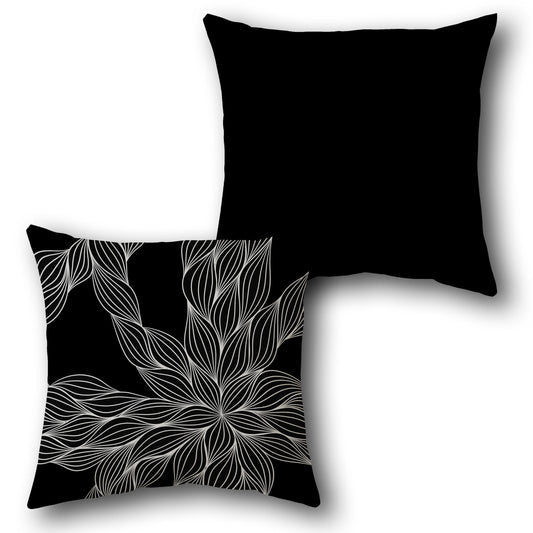 Bold Black Floral Cushion (Front & Back)