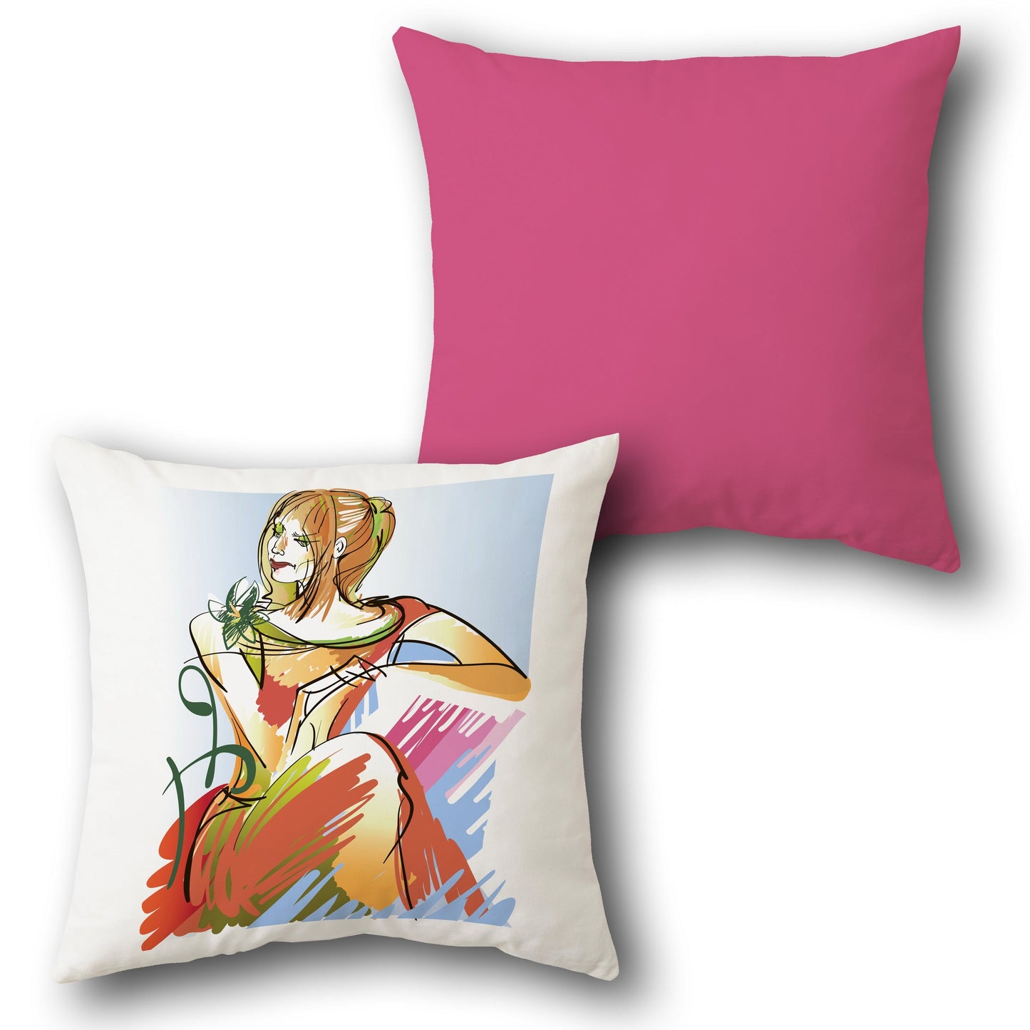 Vibrant Lady Cushion (Front & Back)