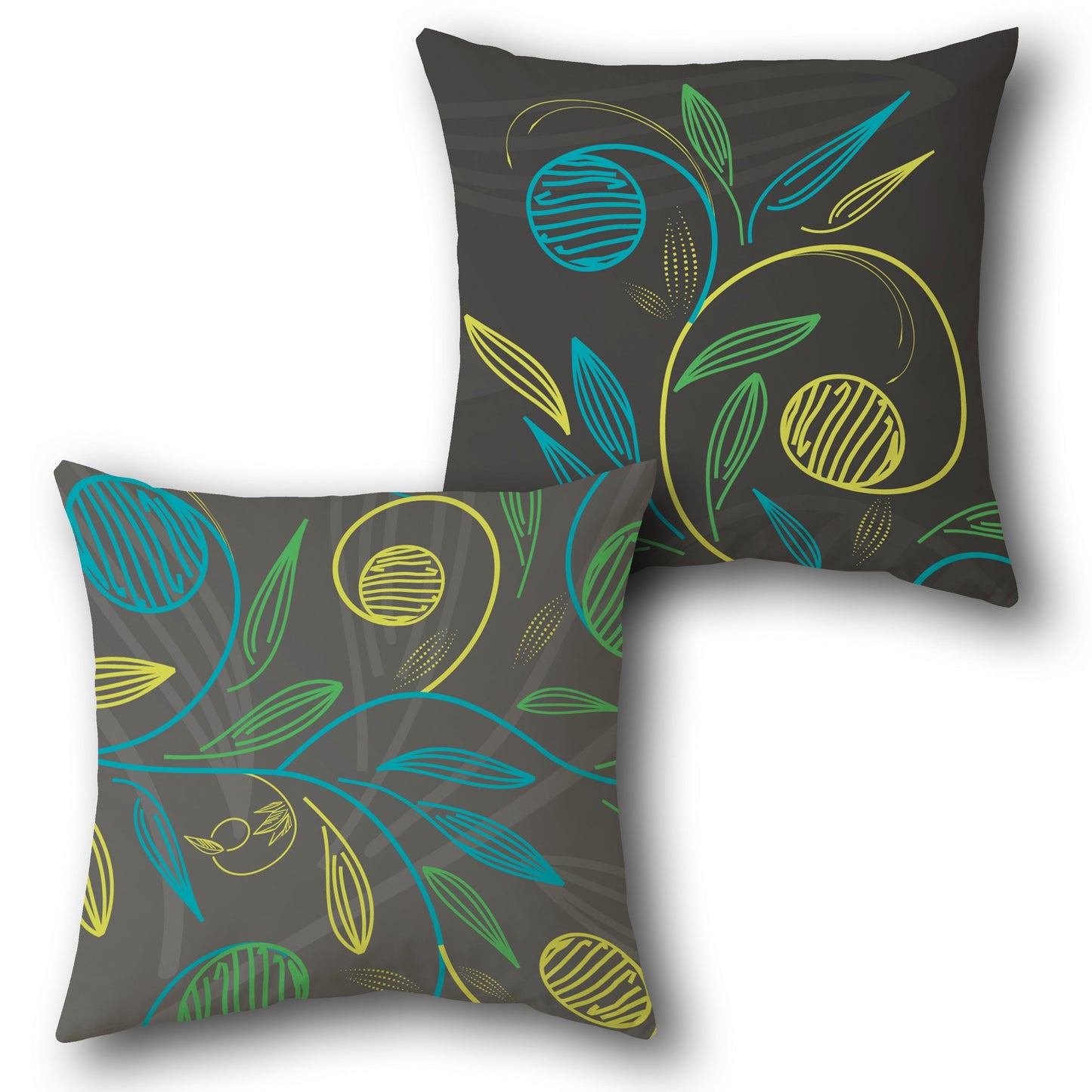 Charcoal Teal Bloom Cushion (Front & Back)