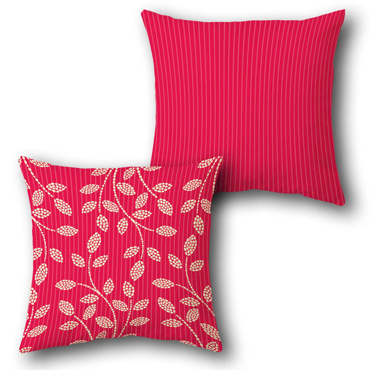 Ruby Leaf Stripe Cushion (Front & Back)