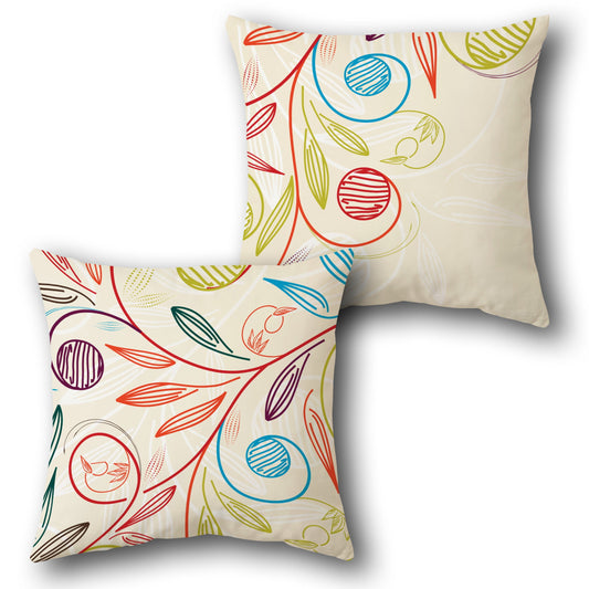 Cream Floral Swirl Cushion (Front & Back)
