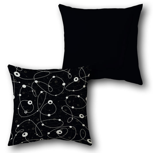 Black Orbital Swirl Cushion (Front & Back)