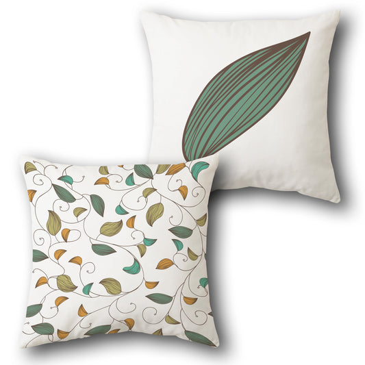 Teal Autumn Vine Cushion (Front & Back)