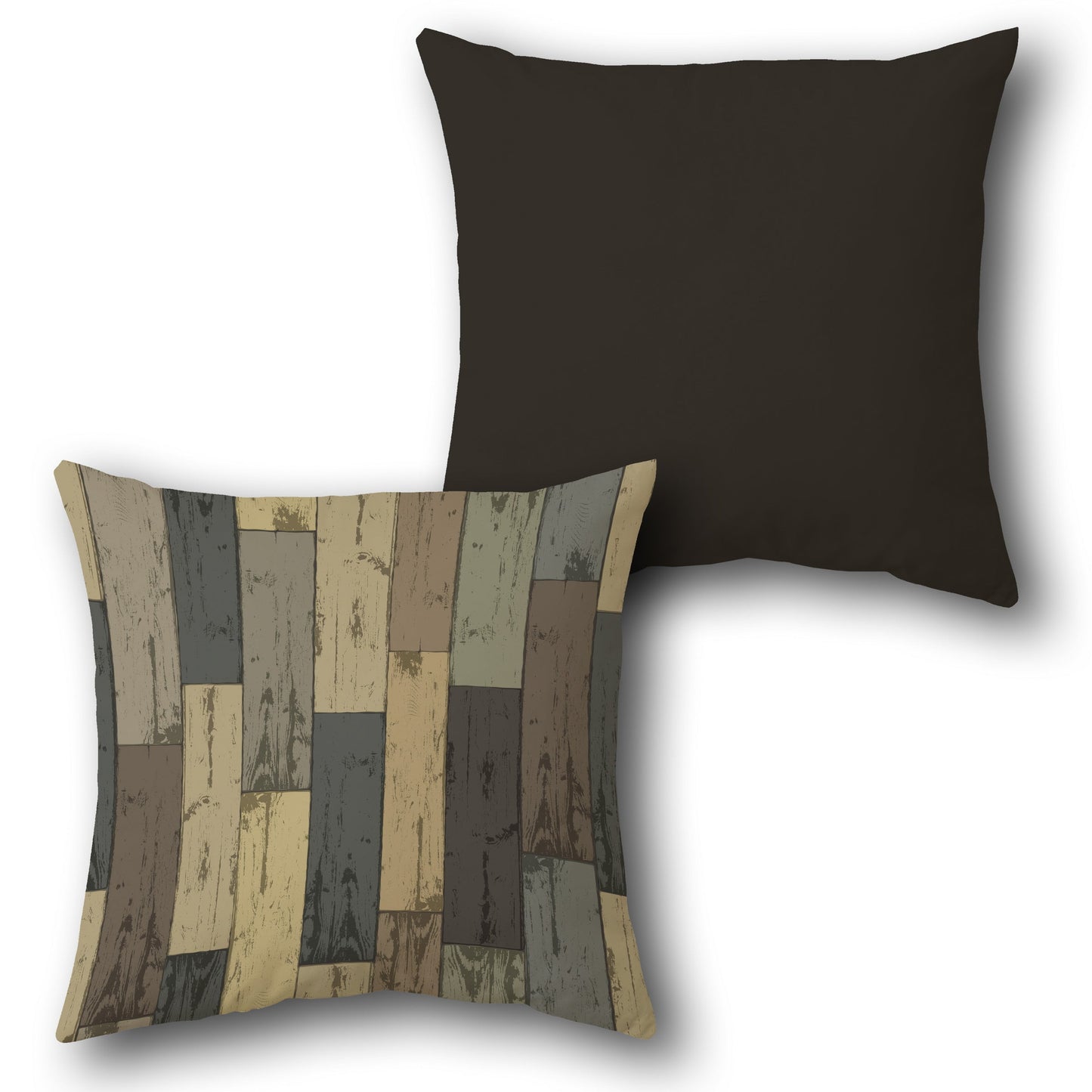Rustic Mocha Plank Cushion (Front & Back)
