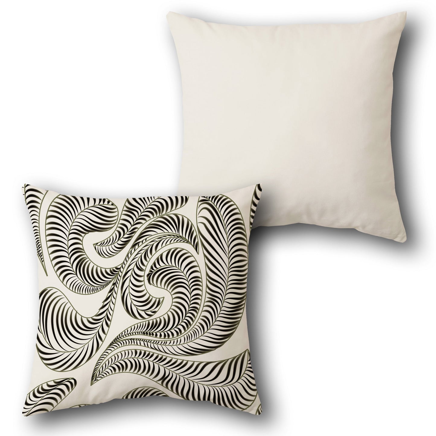 Cream Feathered Swirl Cushion (Front & Back)