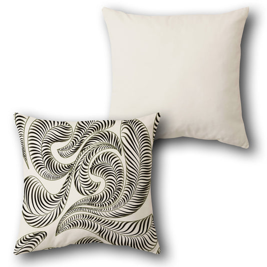 Cream Feathered Swirl Cushion (Front & Back)