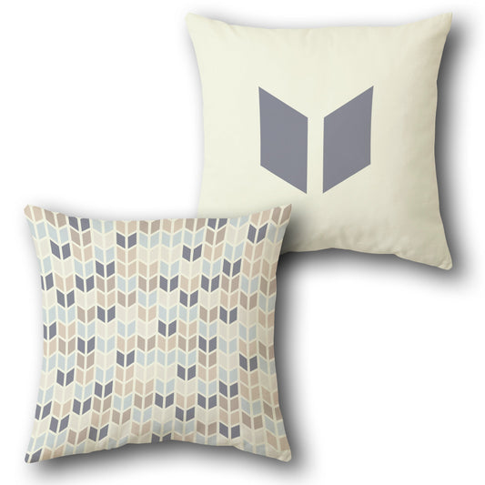 Beige Minimalist Chevron Cushion (Front & Back)