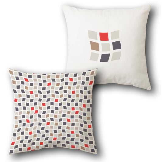 White Checkered Simplicity Cushion (Front & Back)