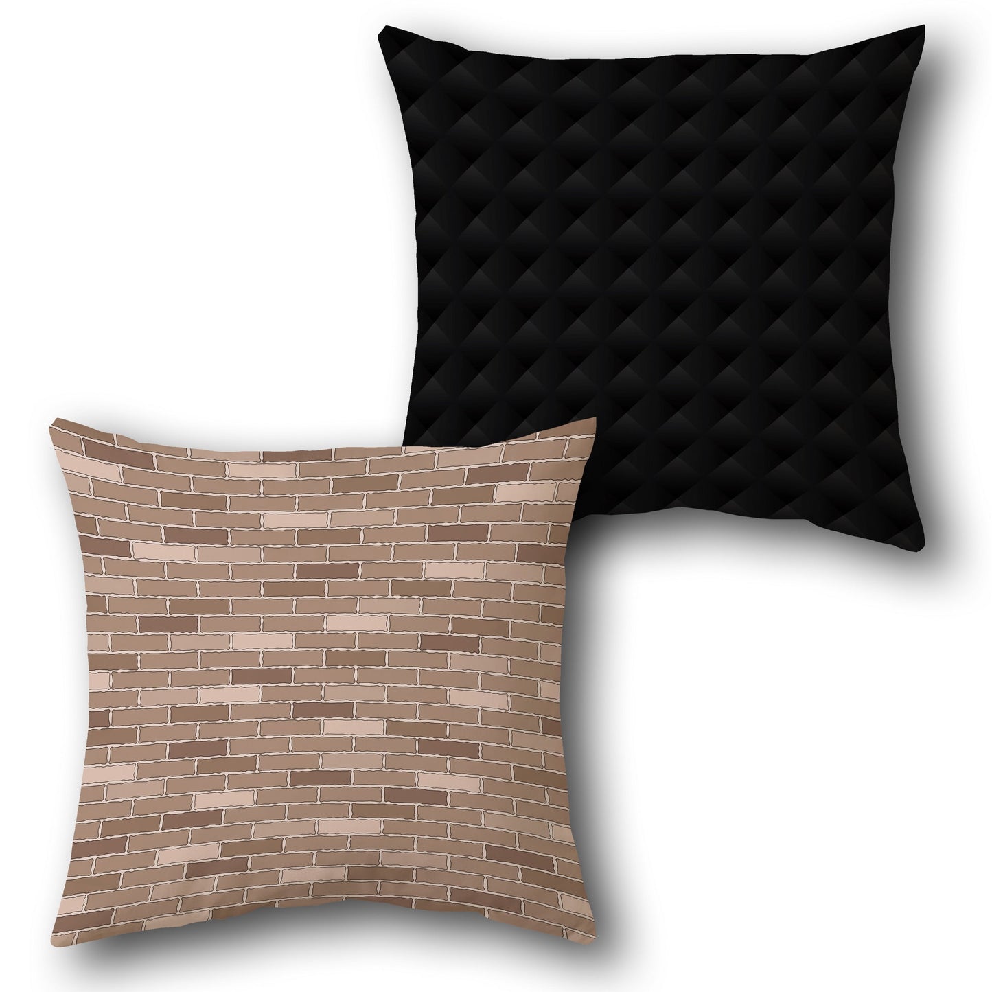 Brown Black Brick Elegance Cushion (Front & Back)