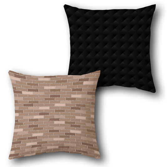 Brown Black Brick Elegance Cushion (Front & Back)