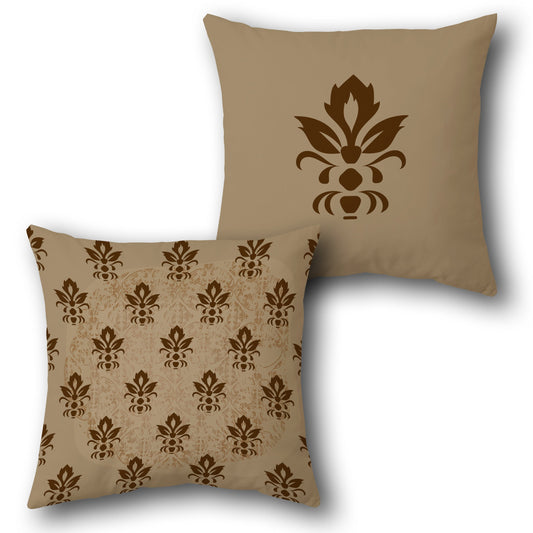 Beige Regal Motif Cushion (Front & Back)