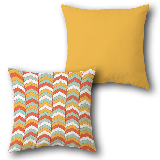 Yellow Chevron Wave Cushion (Front & Back)