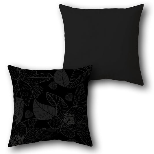 Black  Floral Elegance Cushion (Front & Back)