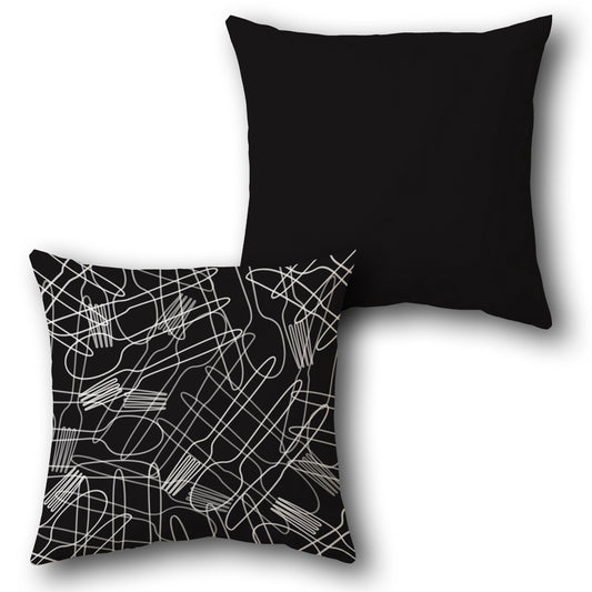 Black and White Abstract Scribble Cushion (Front & Back)