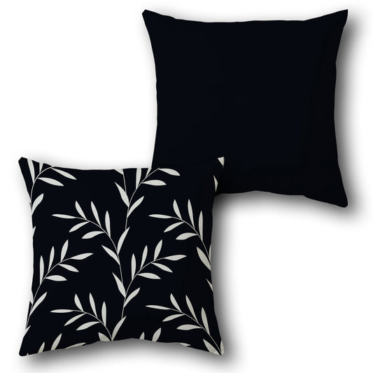 Black and White Leafy Simplicity Cushion (Front & Back)