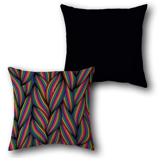 Black and Rainbow Wave Vibrance Cushion (Front & Back)