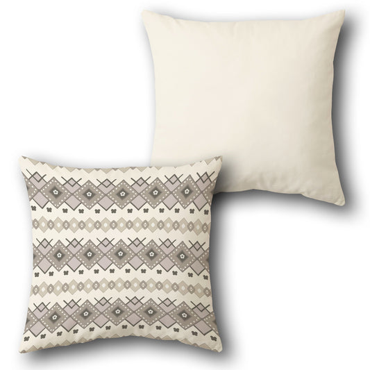 Beige-Grey Geometric Pattern Cushion (Front & Back)