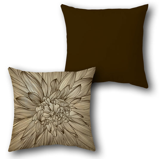 Beige-Brown Floral Burst Cushion (Front & Back)