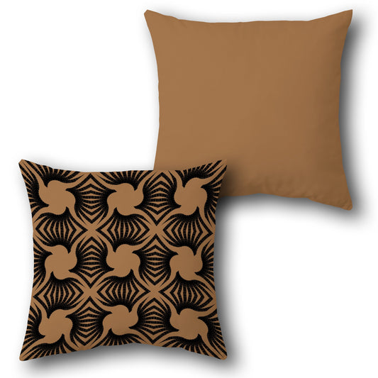 Tan-Black Geometric Swirl Cushion (Front & Back)
