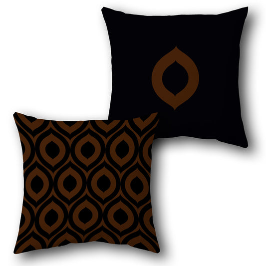 Black-Brown Teardrop Pattern Cushion (Front & Back)
