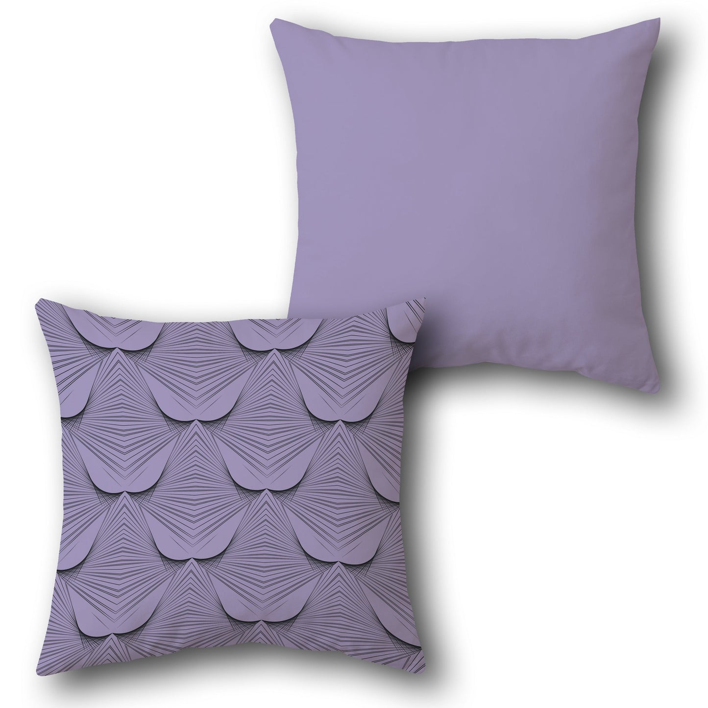 Lilac-Black Geometric Wave Cushion (Front & Back)