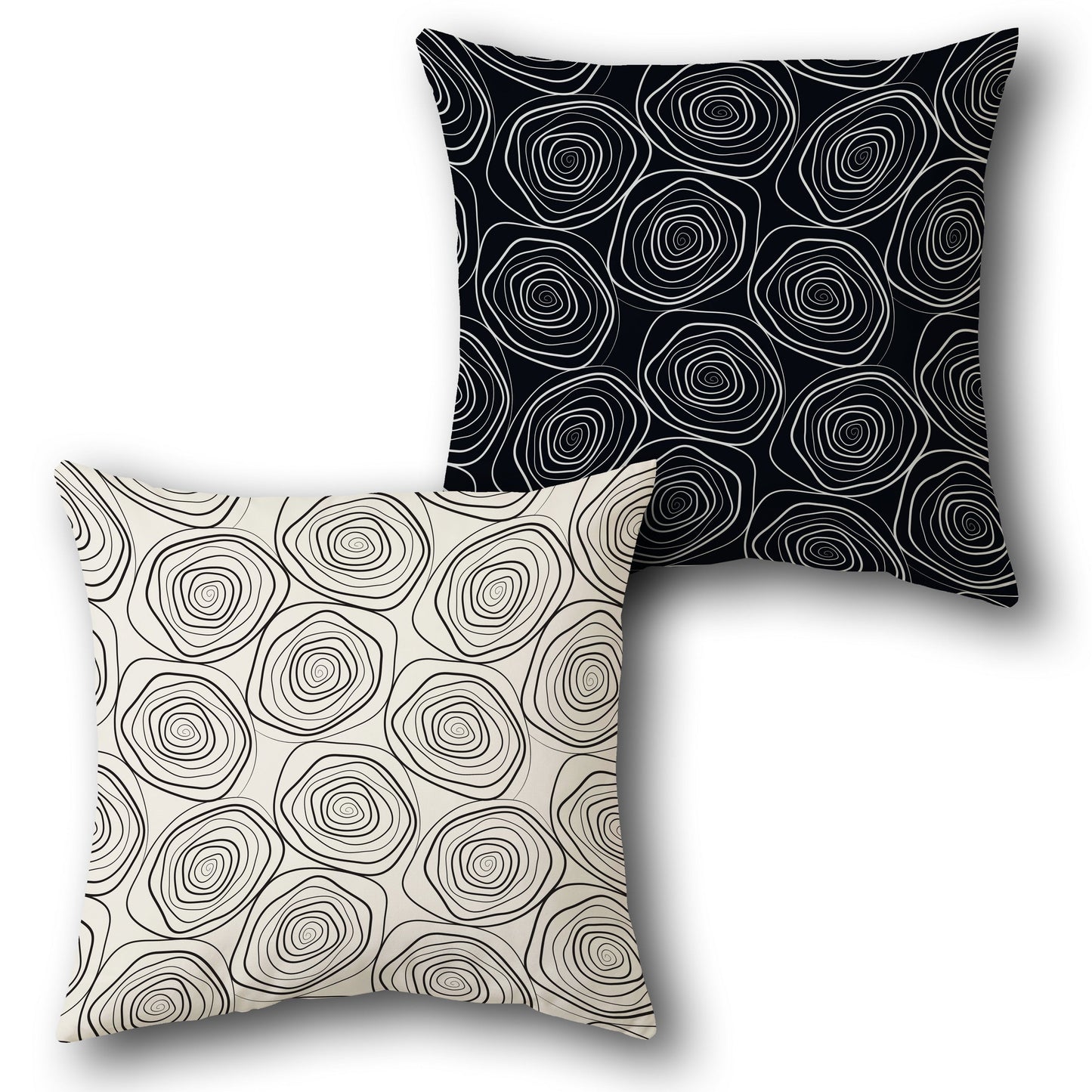 Beige-Black Spiral Wave Cushion (Front & Back)
