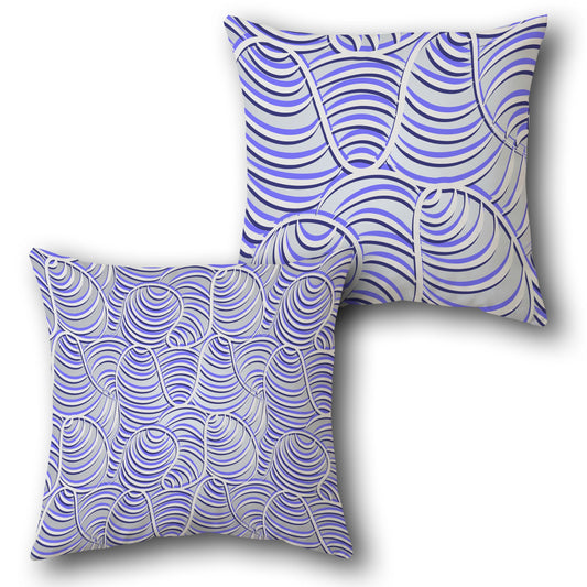 Blue-Grey Wavy Ripple Cushion (Front & Back)