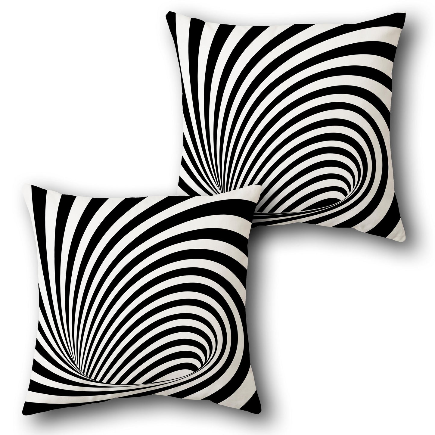Black-White Vortex Spiral Cushion (Front & Back)