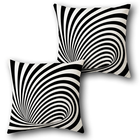 Black-White Vortex Spiral Cushion (Front & Back)