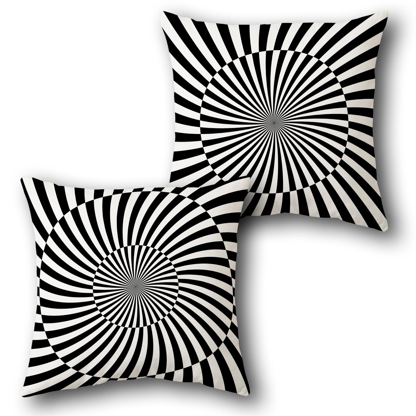 Black and White Swirling Vortex Cushion (Front & Back)