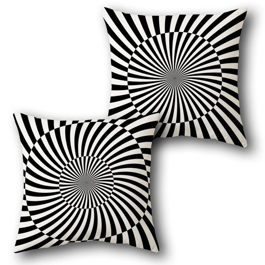 Black and White Swirling Vortex Cushion (Front & Back)
