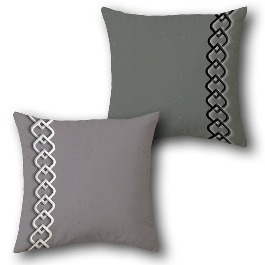 Grey and White Interlocked Chain Cushion (Front & Back)