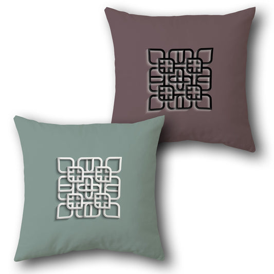 Teal and Maroon Interwoven Geometric Cushion (Front & Back)