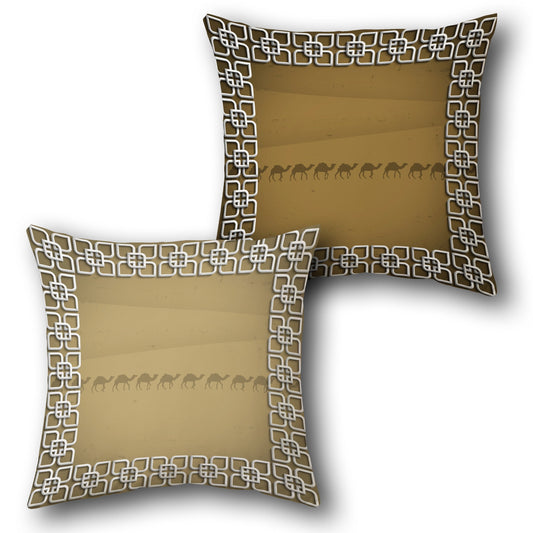 Beige and Brown Camel Caravan Cushion (Front & Back)