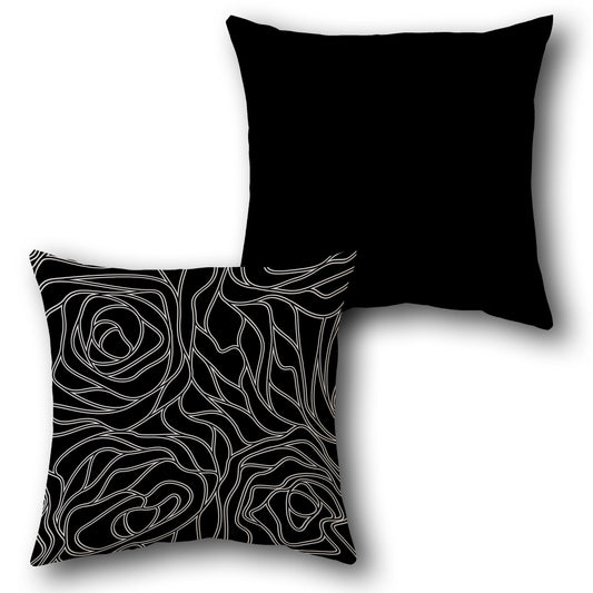 Black and White Rose Swirl Cushion (Front & Back)