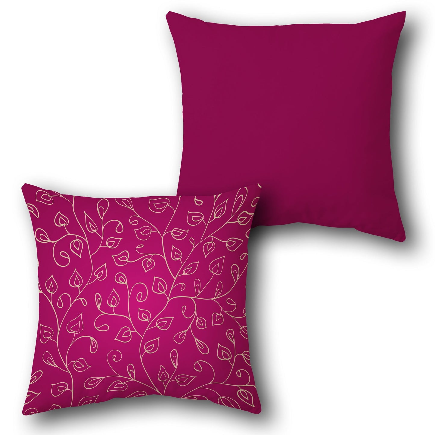 Maroon and White Leafy Vine Cushion (Front & Back)