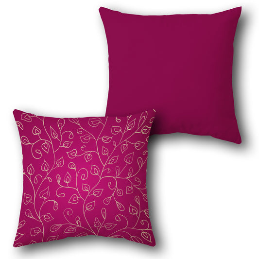 Maroon and White Leafy Vine Cushion (Front & Back)