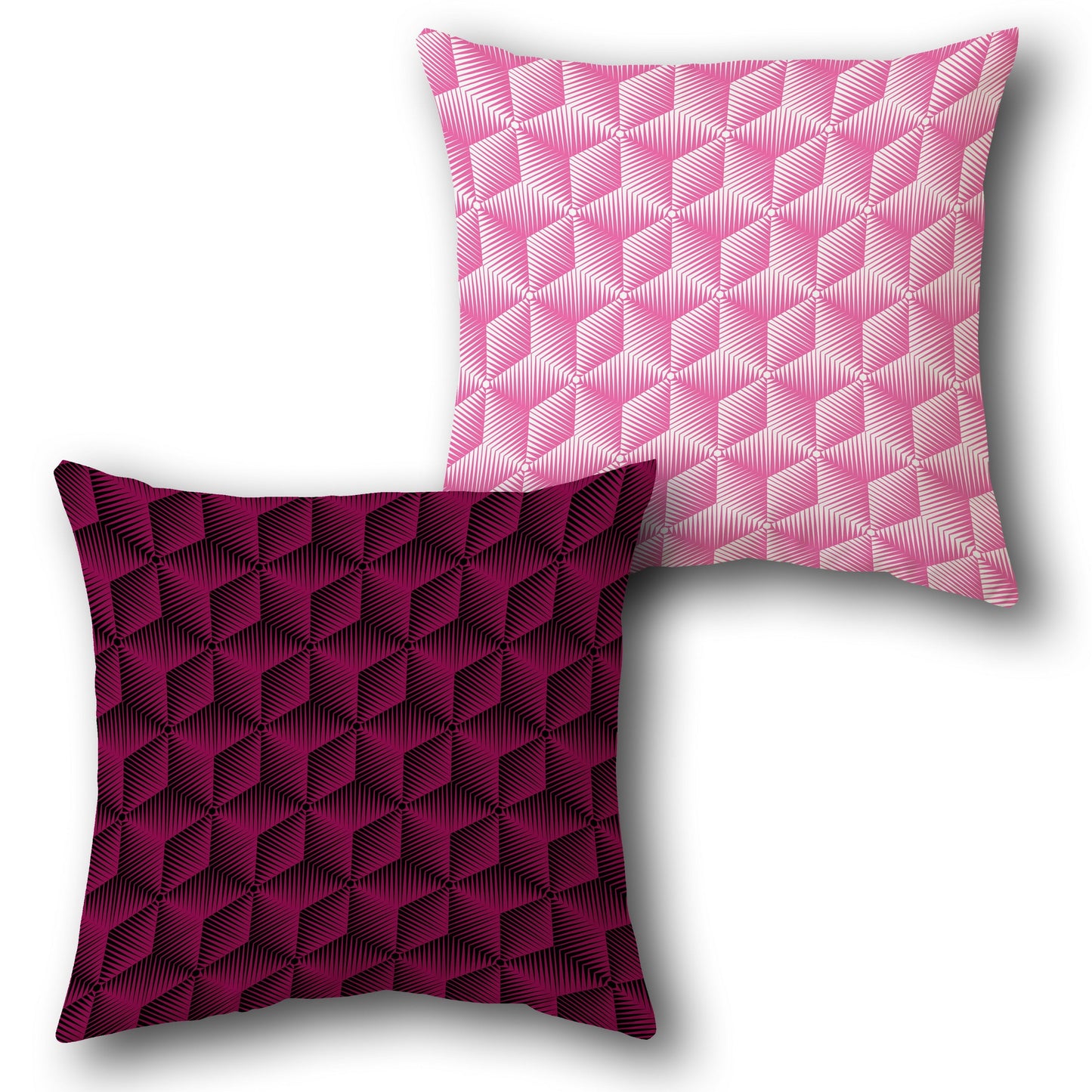 Maroon and Pink Geometric Diamond Cushion (Front & Back)