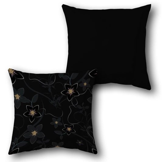 Black and Grey Floral Vine Cushion (Front & Back)