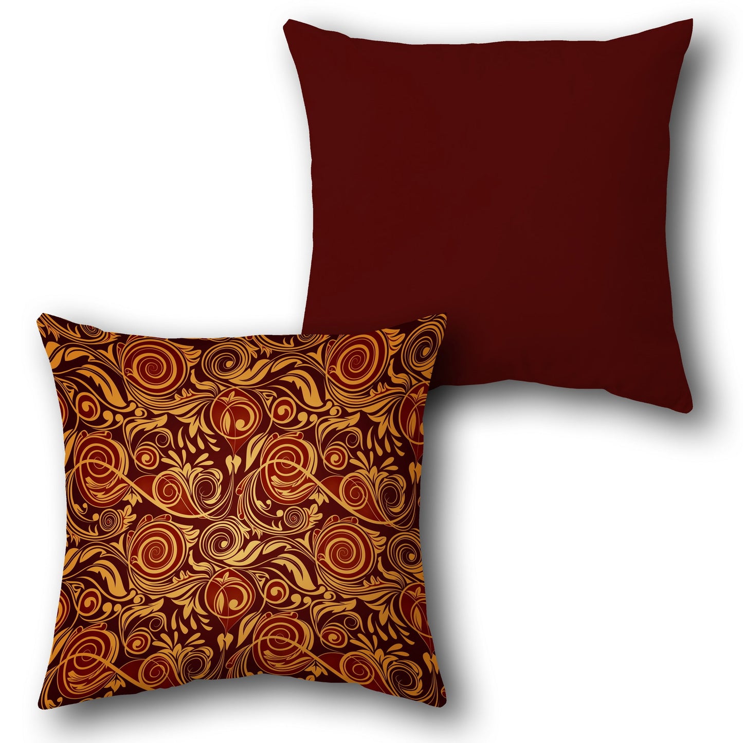 Swirling Maroon Elegance Cushion (Front & Back)