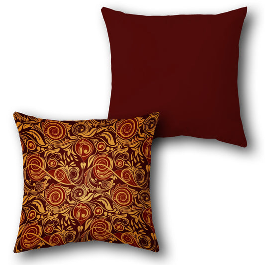 Swirling Maroon Elegance Cushion (Front & Back)