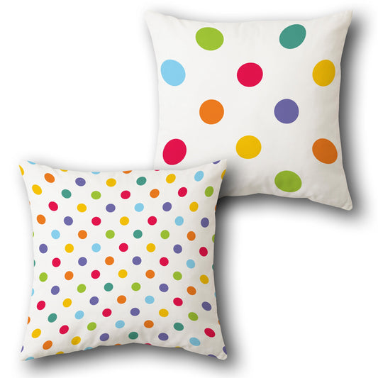 Multicolor Polka Dot Festive Cushion (Front & Back)