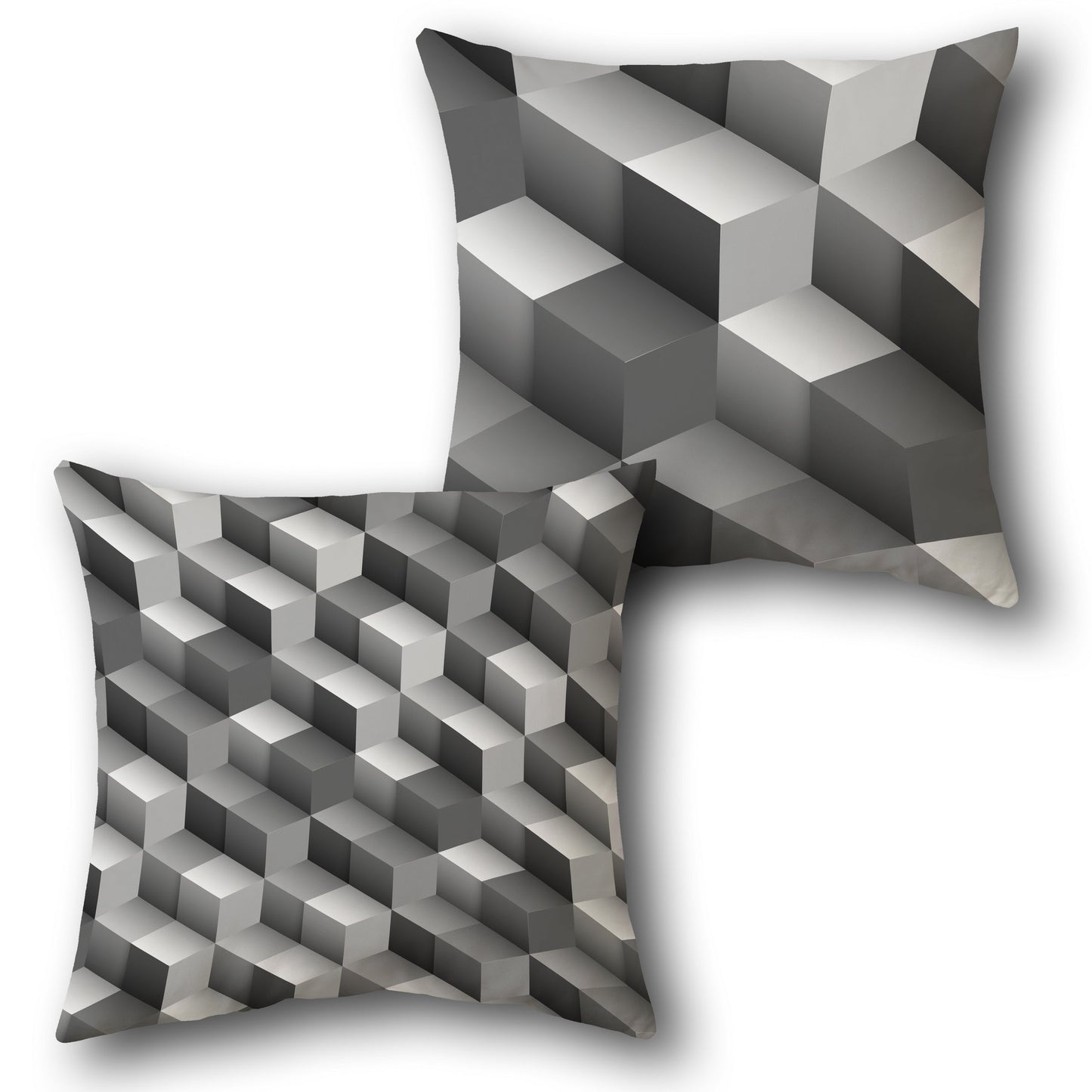 Grey 3D Cubes Modern Cushion (Front & Back)