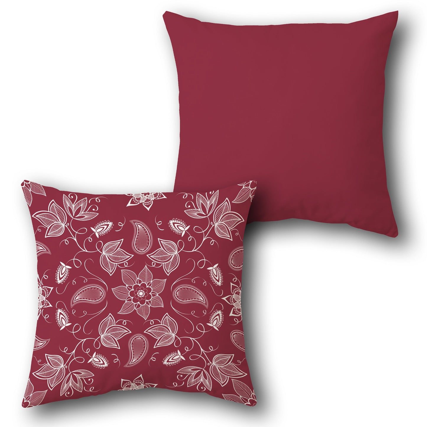 Maroon-White Paisley Charm Cushion (Front & Back)