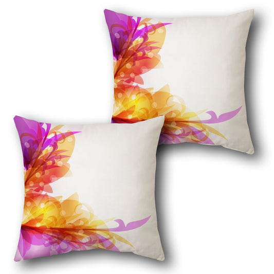 Purple-Orange-Yellow Abstract Floral Cushion (Front & Back)