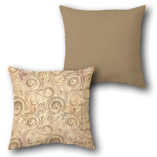 Beige-Brown Swirling Elegance Cushion (Front & Back)