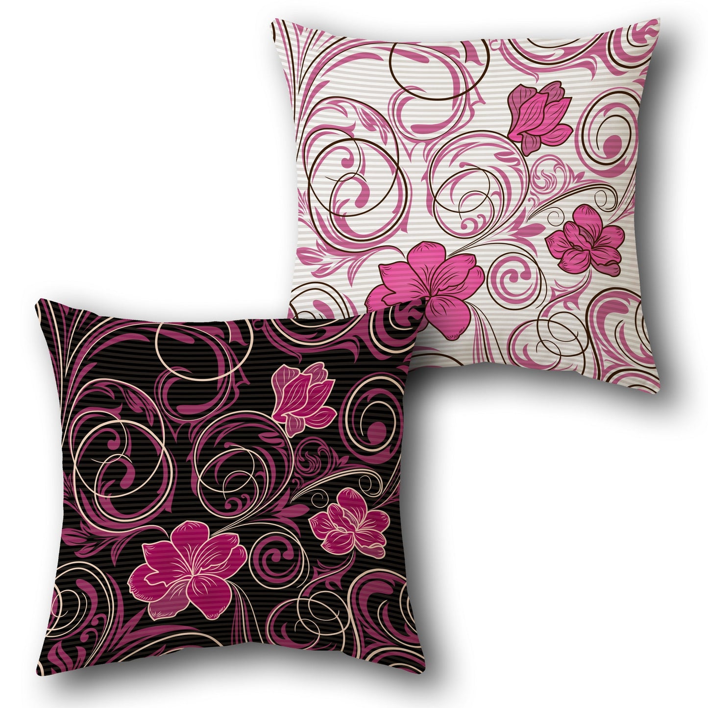 Pink-White Floral Swirl Cushion (Front & Back)
