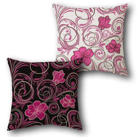 Pink-White Floral Swirl Cushion (Front & Back)
