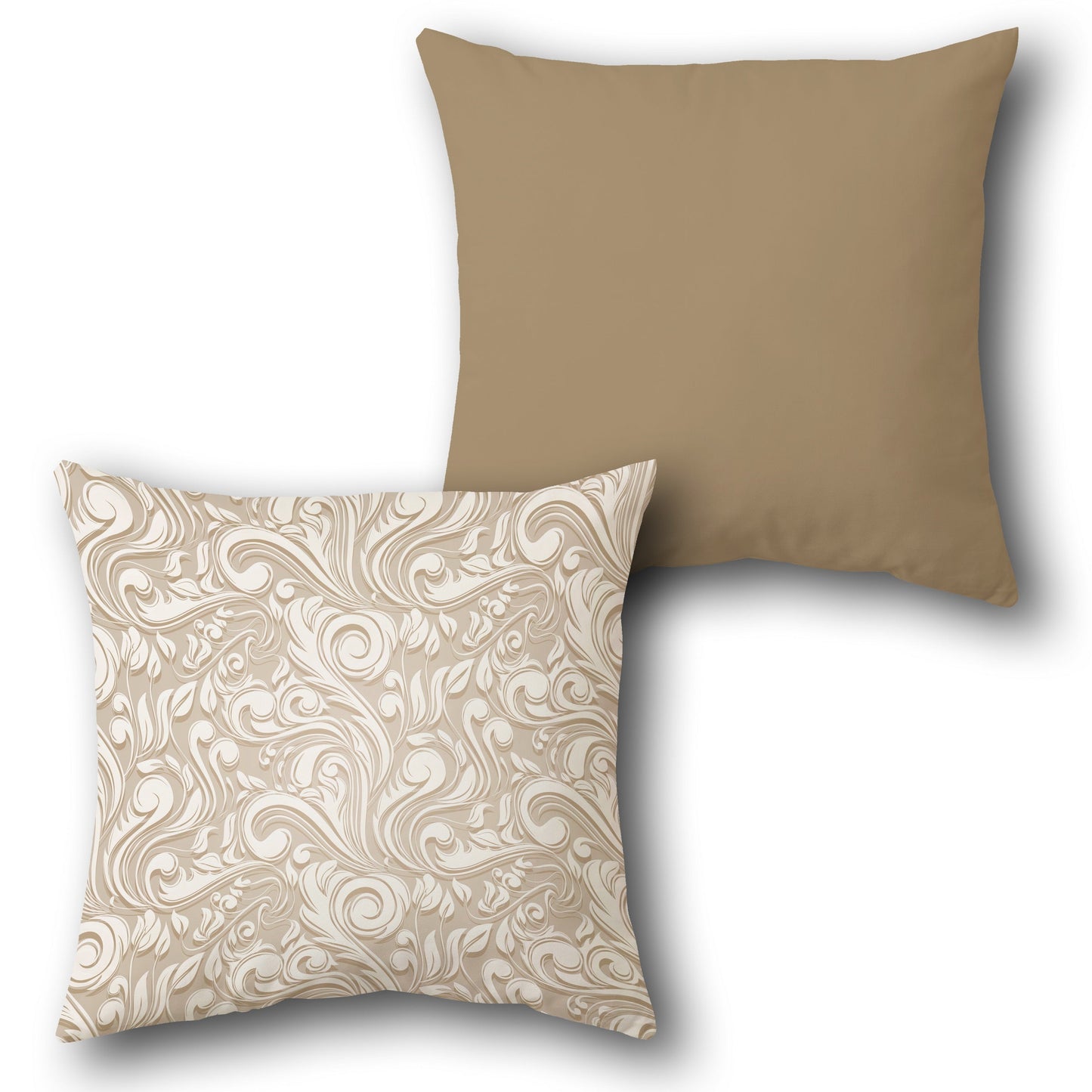 Beige-White Swirling Grace Cushion (Front & Back)